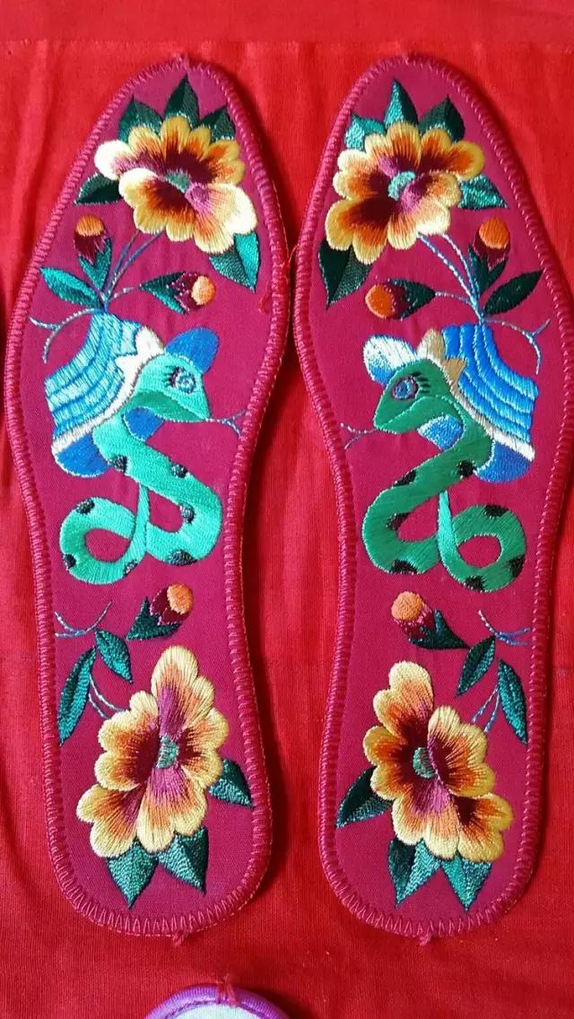 刺绣鞋垫花样各种图案教程,几何鞋垫图案鞋垫绣法