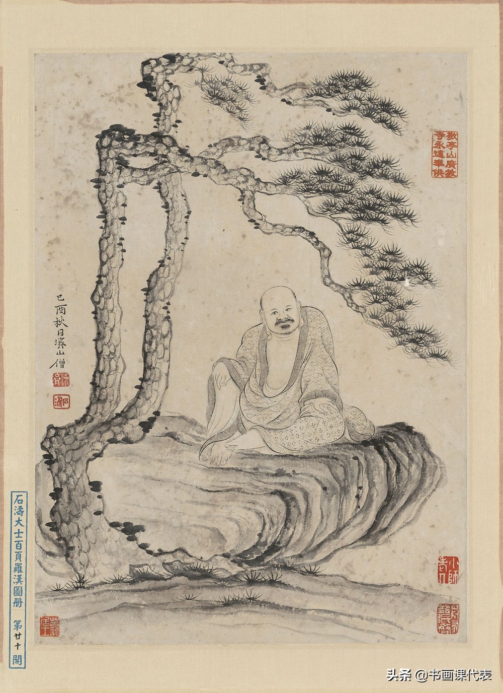 小写意罗汉图白描,一幅好看的中国画白描