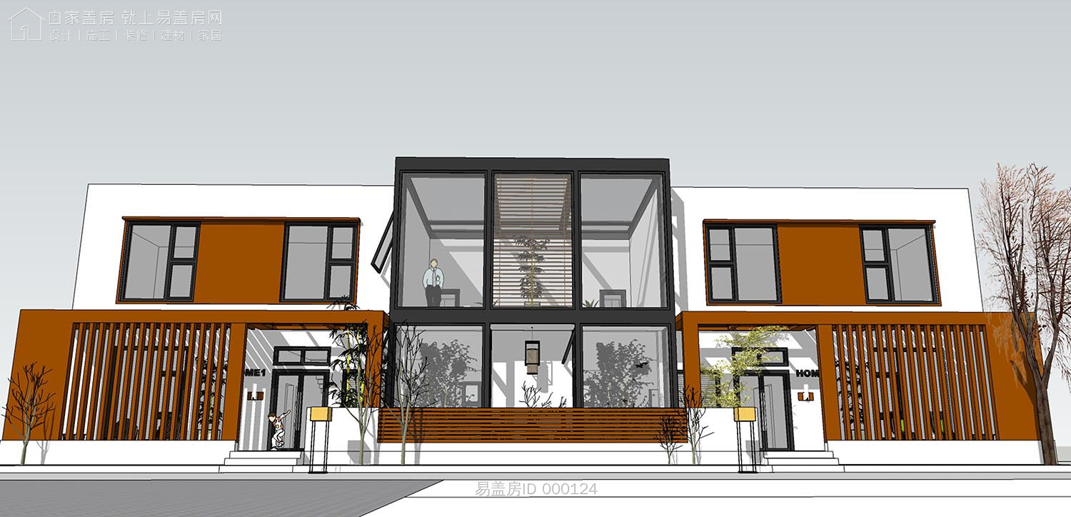 二层农村别墅带阳光房现代简约,农村二层带阳光房别墅效果图