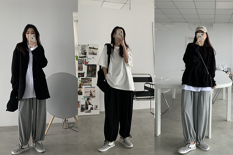 慵懒束脚裤夏季,休闲收口束脚裤穿搭小个子