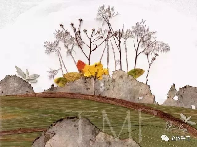 落叶拼贴画图片大全,落叶和花草拼贴画