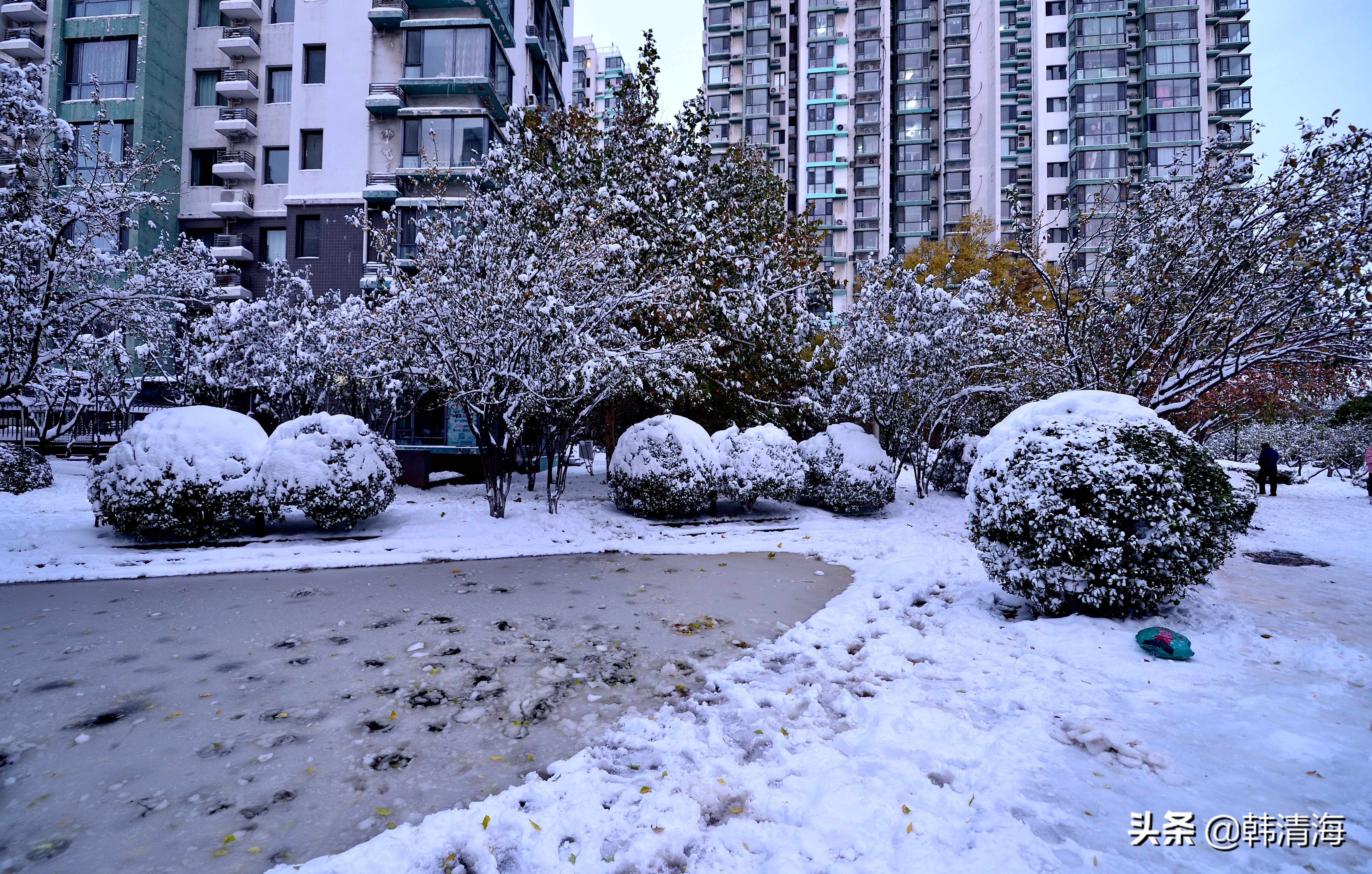 2021天津第一雪水畔花园小区装扮得更加圣洁和美丽