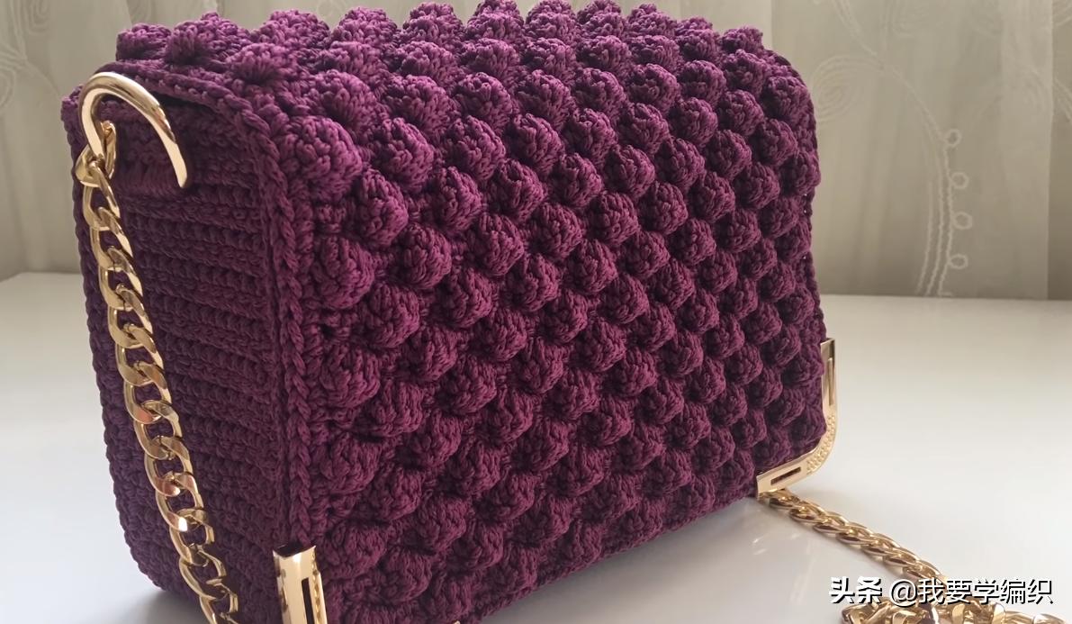 冰丝线钩织斜挎小包包,织女手工包包