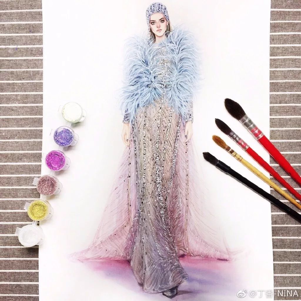 礼服怎么画好看仙气用彩铅,马克笔和彩铅裙子上色教程