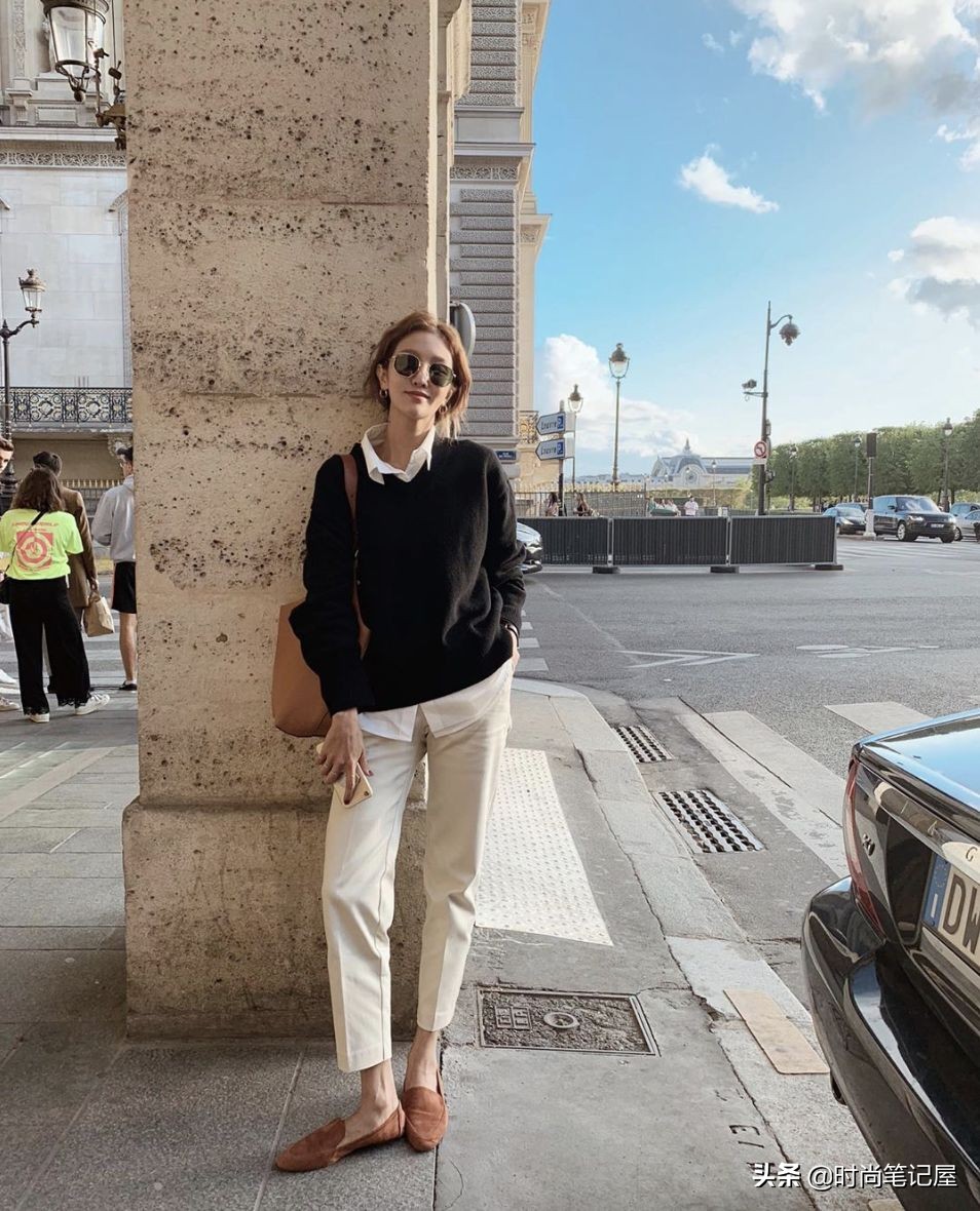 爆款撞色慵懒风毛衣穿搭,毛衣衬衫外套长款慵懒风穿搭