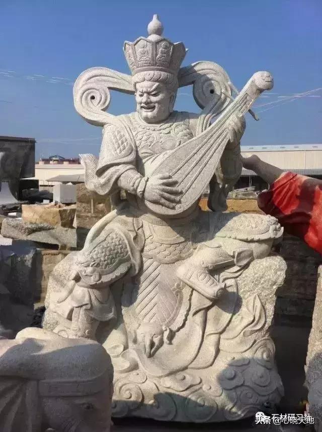 石雕观音佛像雕刻,彩绘汉白玉观音石雕佛像雕刻定制