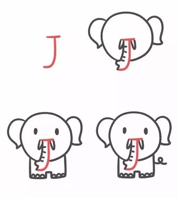 26个英文字母的画法创意简笔画,26幅有趣的字母简笔画