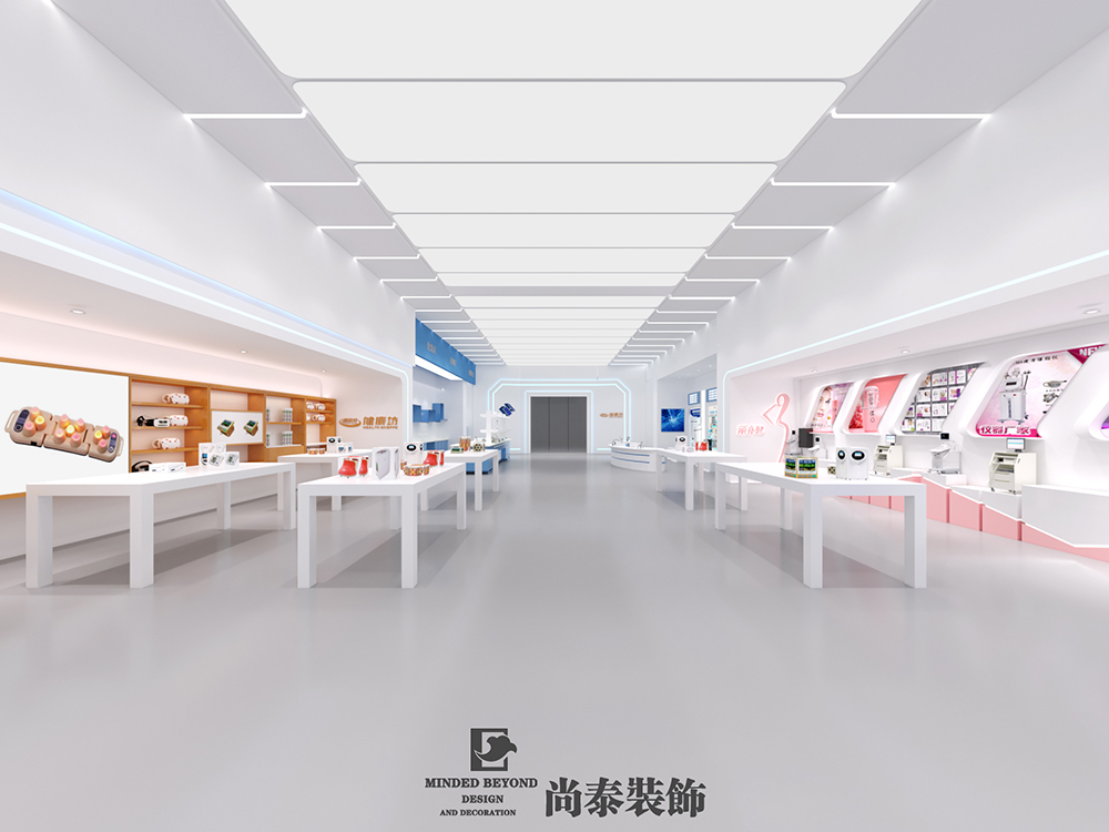 650㎡医疗展厅设计，不是所有的“蓝+白”都能玩得这么大气的