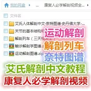 康复人必学的解剖教程/视频/电子书大合集，点击领取