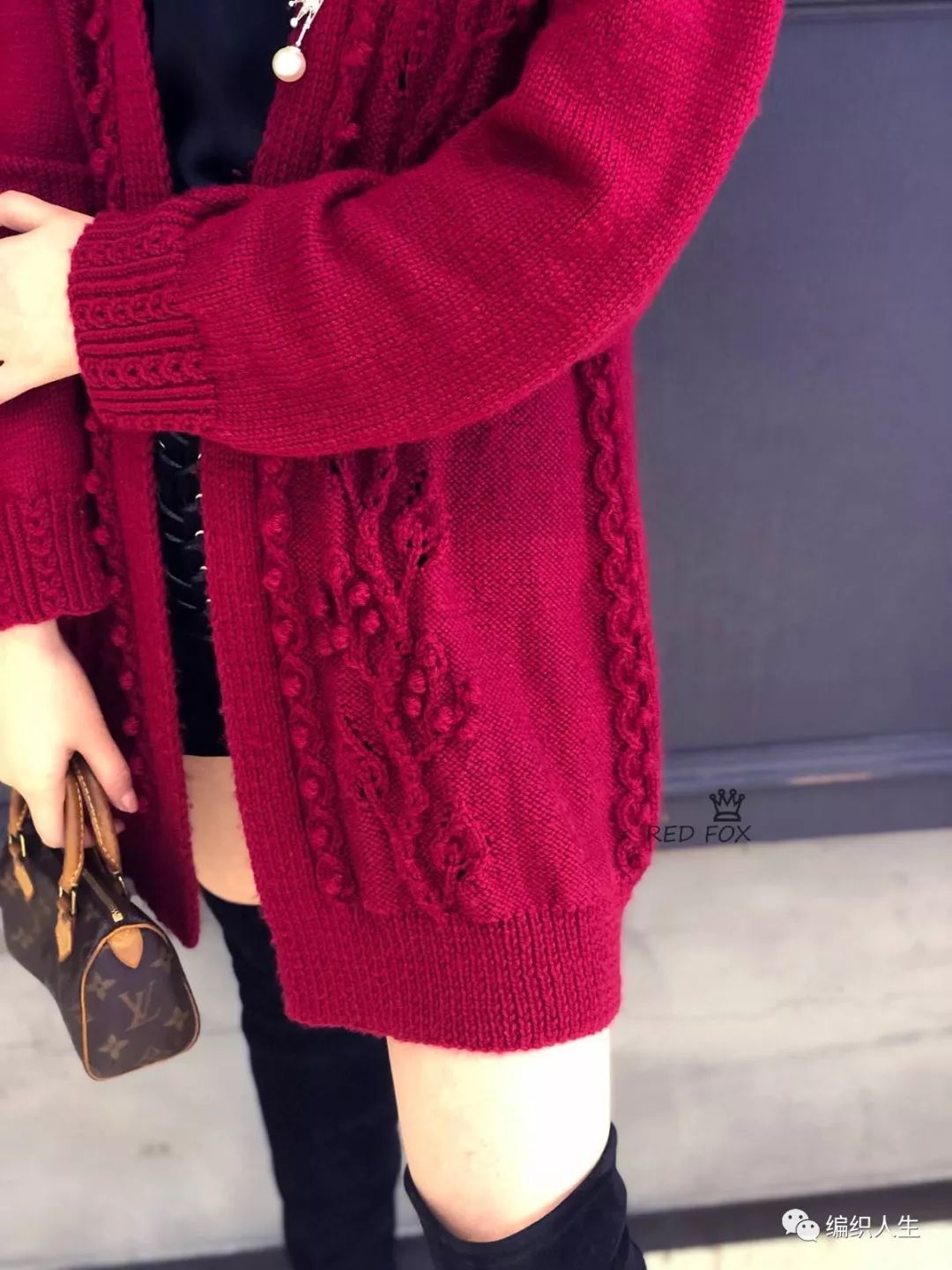 泡泡袖落肩开衫针织衫,樱桃泡泡袖针织开衫