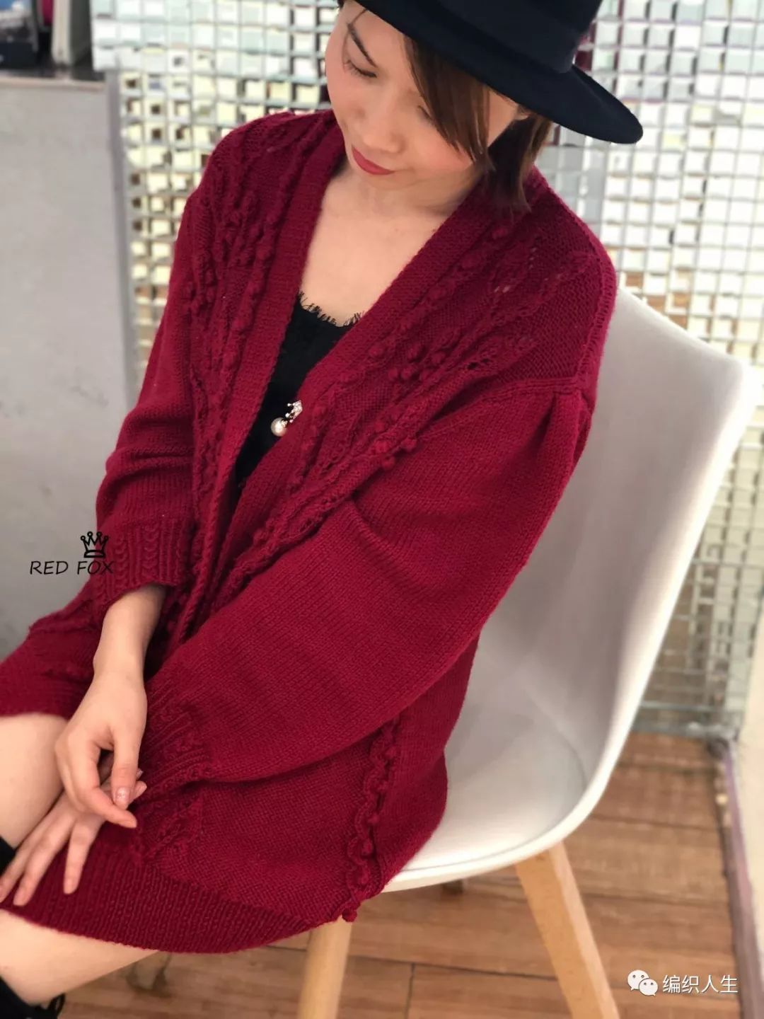 泡泡袖落肩开衫针织衫,樱桃泡泡袖针织开衫