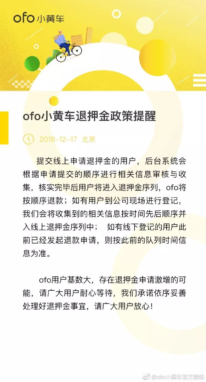 ofo小黄车押金怎样退,抖音小黄车押金还能退吗