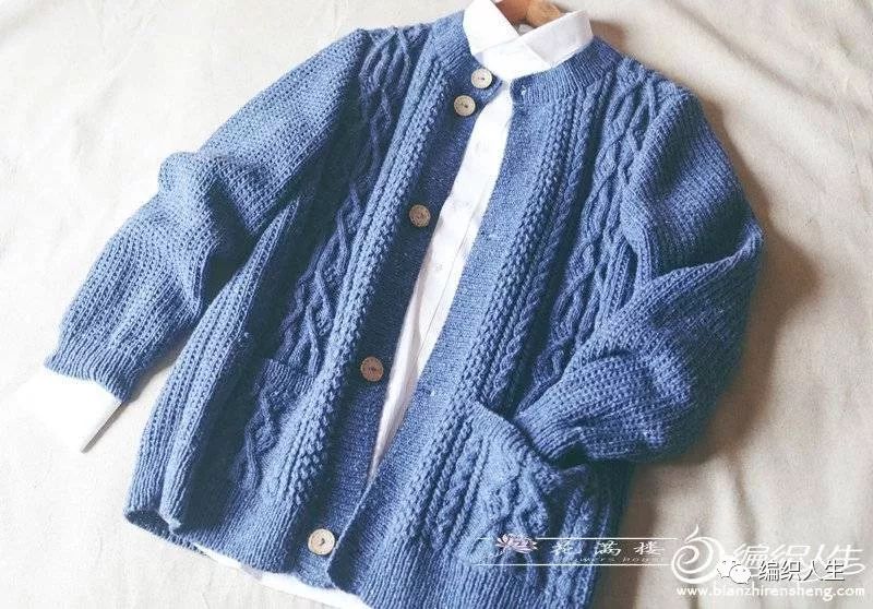 大气修身棒针提花长开衫附图解,男棒针粗线开衫