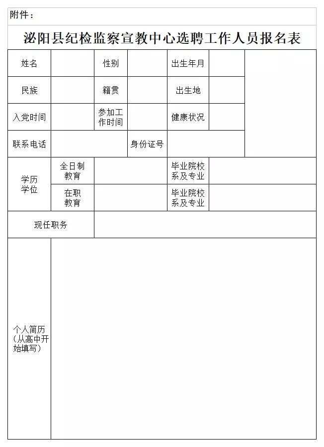 机会来了！泌阳县纪委监察委选聘15名工作人员