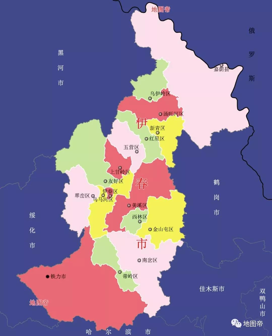 伊春市下设多少个县,黑龙江伊春区归哪个地级市管辖