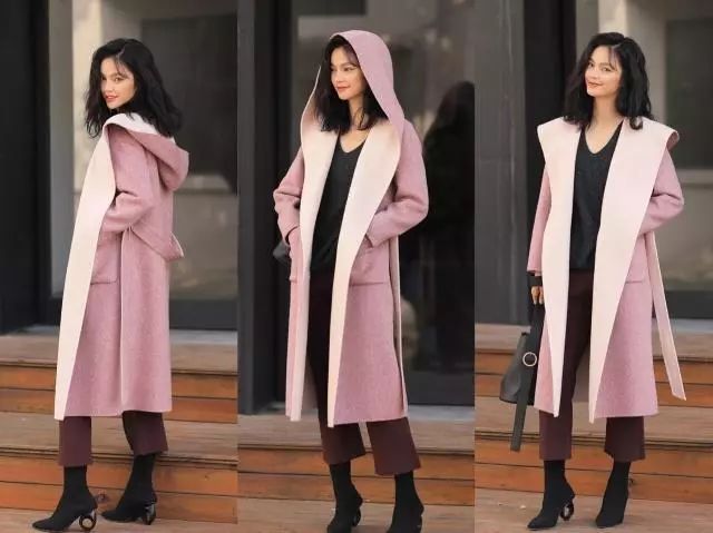 145-150矮个子双面绒大衣过膝,双面绒大衣女中长款鞋子搭配