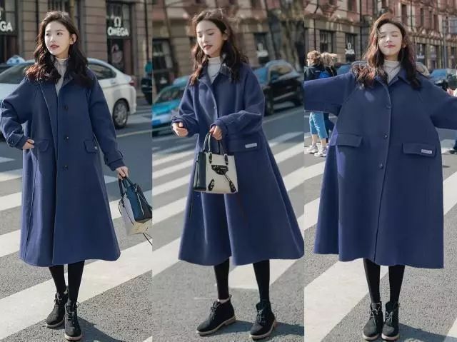 145-150矮个子双面绒大衣过膝,双面绒大衣女中长款鞋子搭配