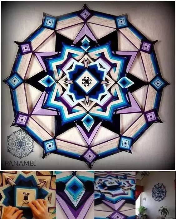 她用牙签搭了个十字，缠上几根毛线，竟也可以美成这样