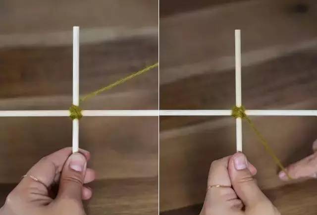 她用牙签搭了个十字，缠上几根毛线，竟也可以美成这样