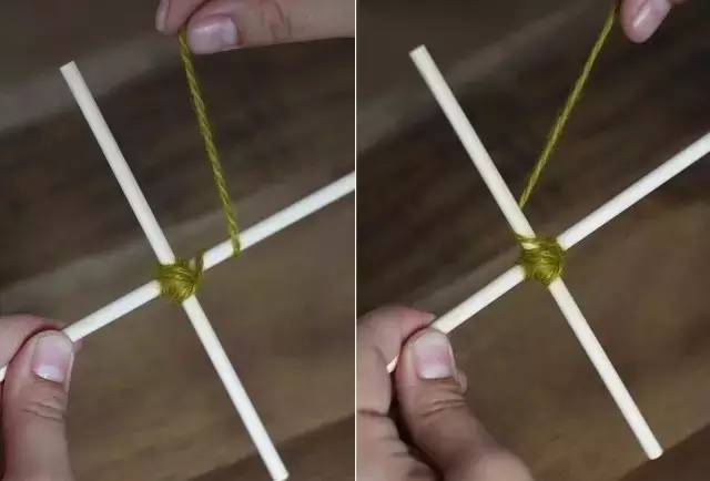 她用牙签搭了个十字，缠上几根毛线，竟也可以美成这样