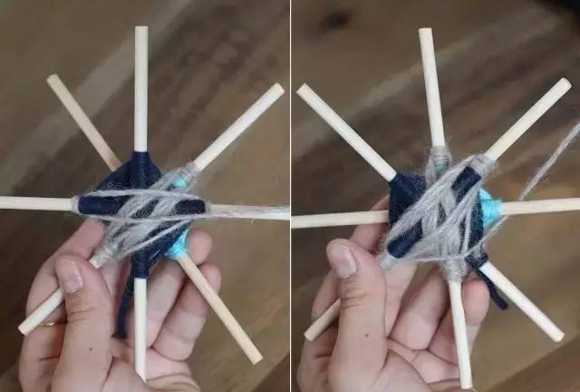 她用牙签搭了个十字，缠上几根毛线，竟也可以美成这样