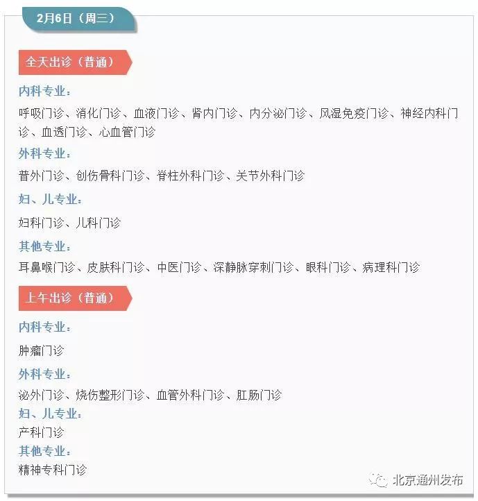通州6大医院春节期间出诊表来啦！仅供收藏，最好用不上哦~