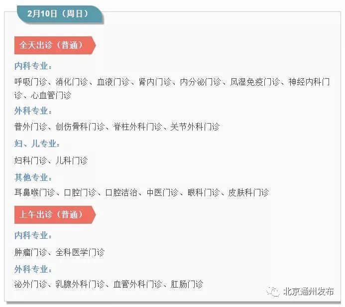 通州6大医院春节期间出诊表来啦!仅供收藏,最好用不上哦~