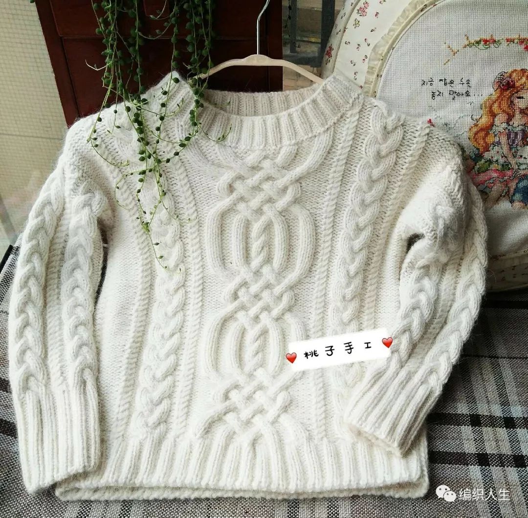 阿兰图案的圆过肩毛衣,阿兰手工毛衣视频教程