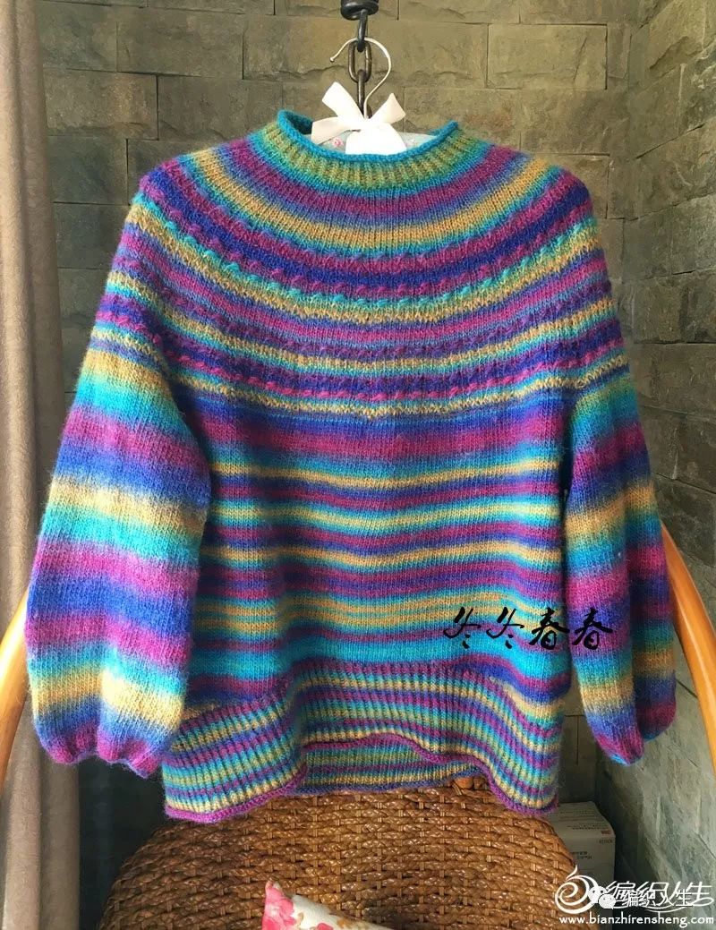 杂志款秋香黄棒针套头款毛衣图解,小姑娘套头插肩袖毛衣教程