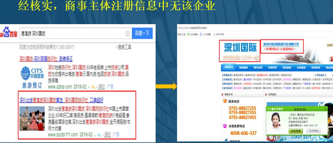 搜百度加V认证旅行社却进“黑店”，深圳市消委会三问百度