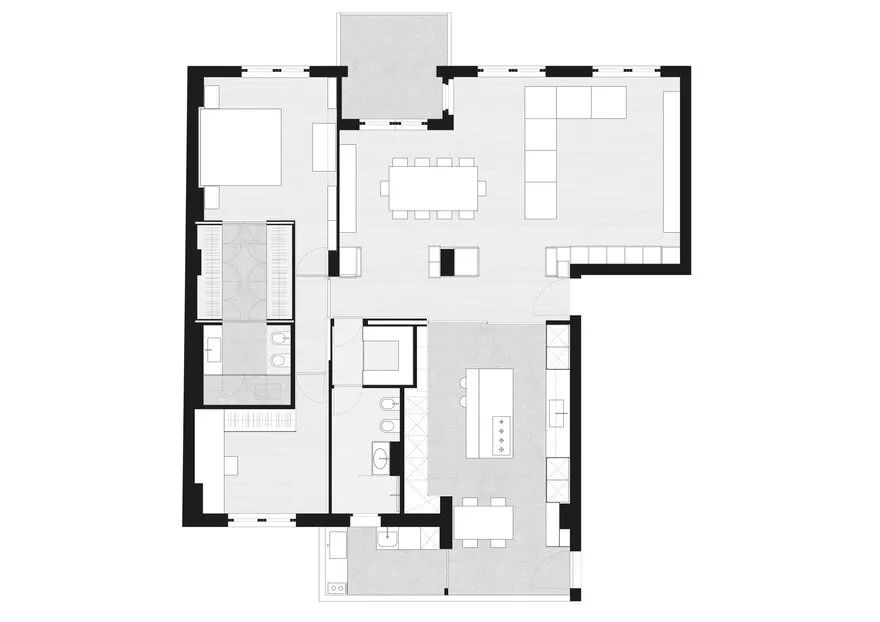 看看他家是怎么处理厨房和客厅关系的。意大利巴勒莫140㎡老房改造