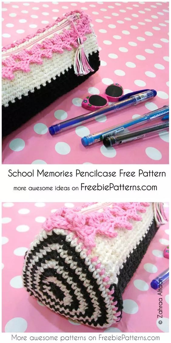 笔收纳袋小布袋,毛线钩笔袋的编织教程