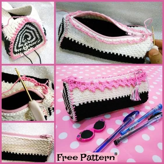 笔收纳袋小布袋,毛线钩笔袋的编织教程