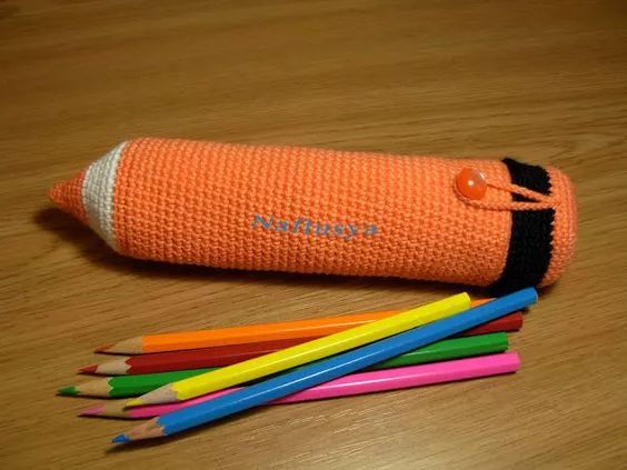 笔收纳袋小布袋,毛线钩笔袋的编织教程