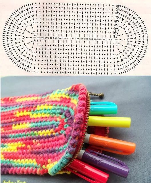 笔收纳袋小布袋,毛线钩笔袋的编织教程