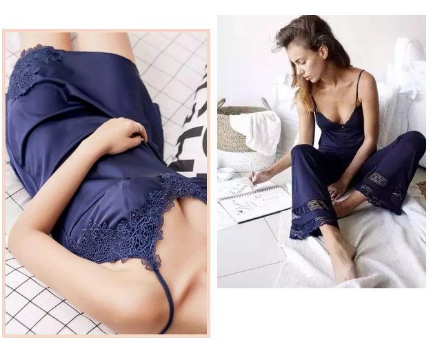美到犯规的法式风情睡衣，丝滑修身，穿上肌肤像开了柔光一样美好。