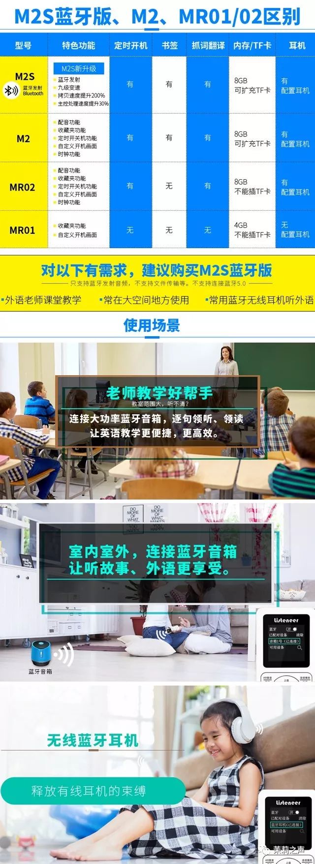 倾听者m2s蓝牙版,倾听者m2s能用蓝牙耳机吗