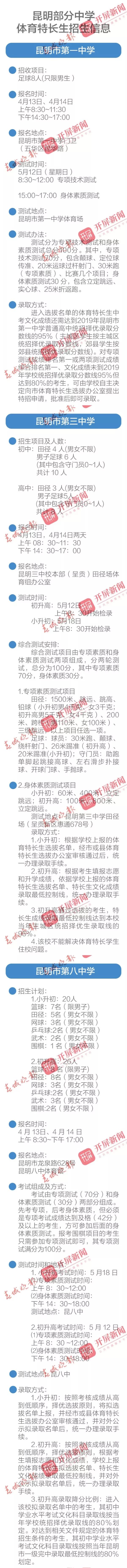 昆明2023中考体育特长生录取线,昆明市中考体育特长生招生简章