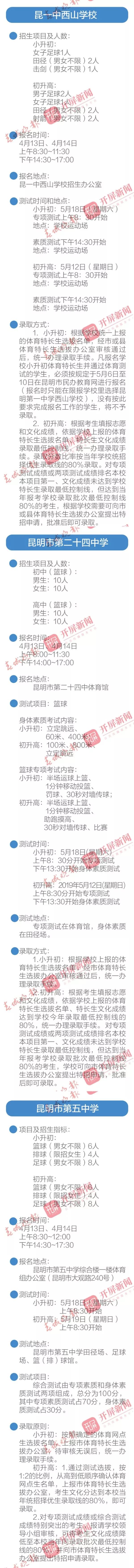 昆明2023中考体育特长生录取线,昆明市中考体育特长生招生简章