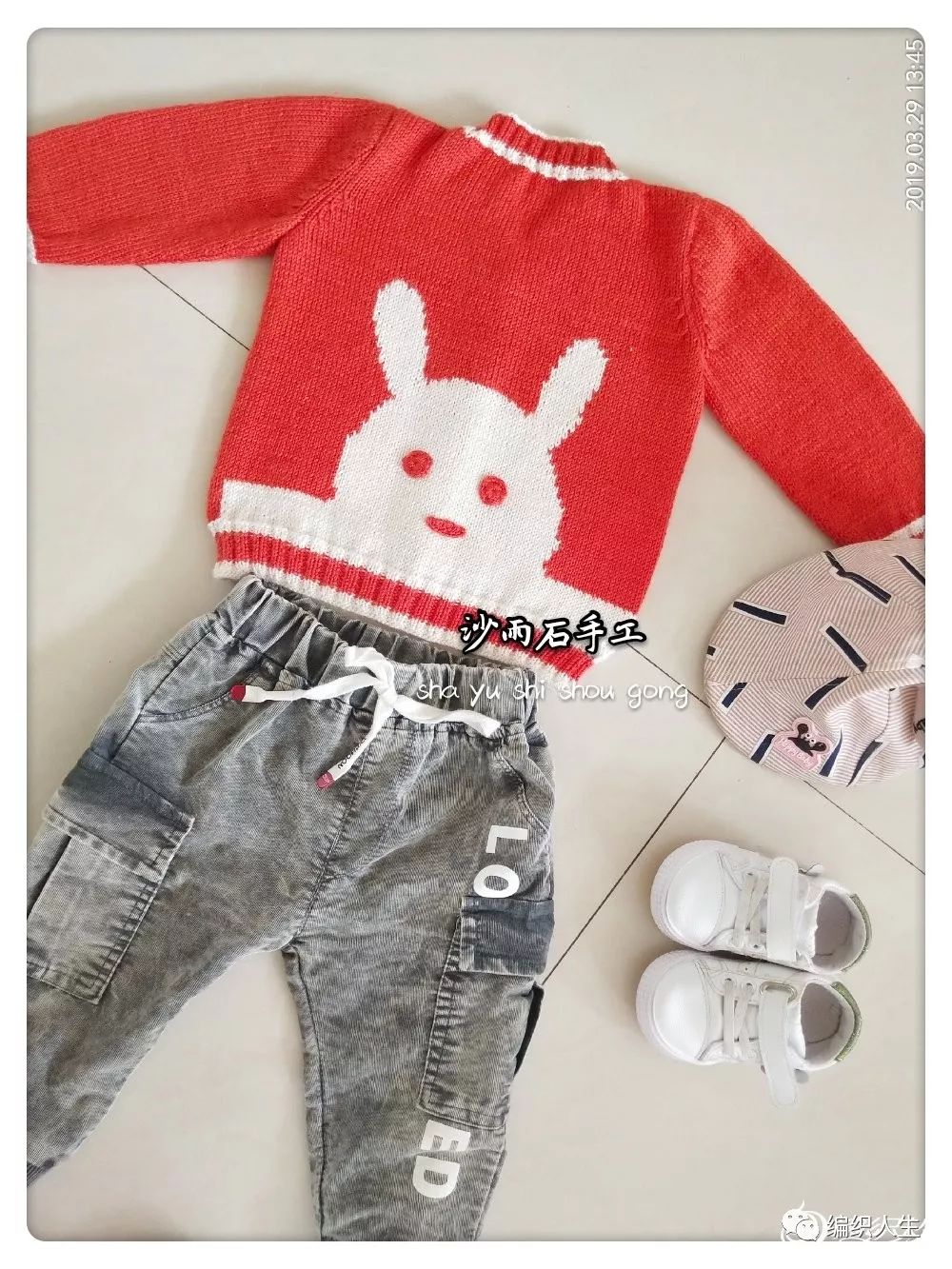 小熊v领开衫毛衣教程,短款棒针粗线毛衣开衫儿童