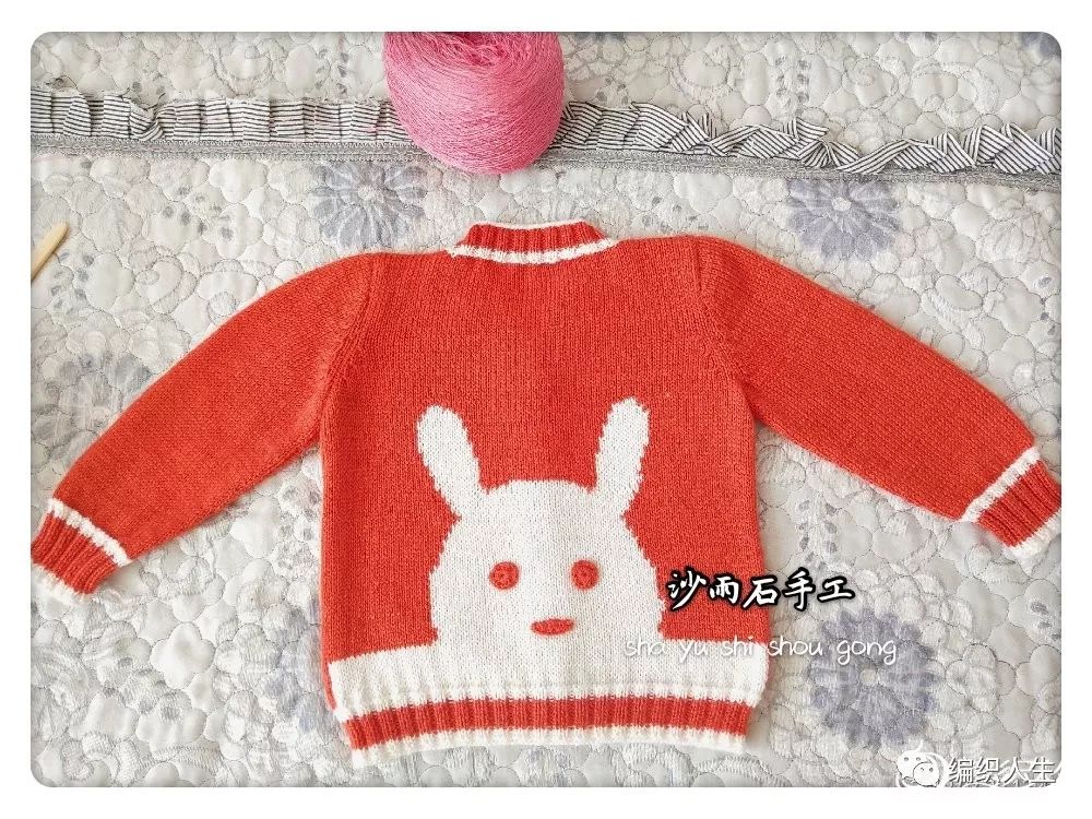 小熊v领开衫毛衣教程,短款棒针粗线毛衣开衫儿童