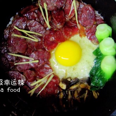 电饭煲版腊肉煲仔饭,煲仔饭家庭版