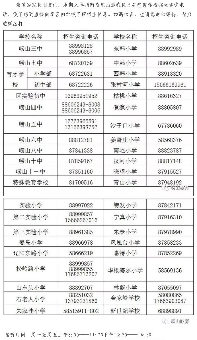 青岛崂山合肥路小学划片入学范围,青岛中小学最新通知