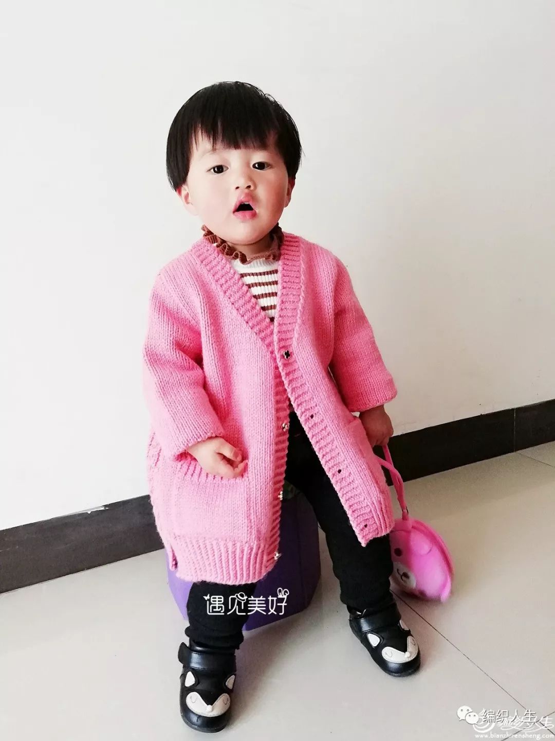女童开衫毛衣洋气大方的编织教程,女童粗棒针毛衣编织开衫