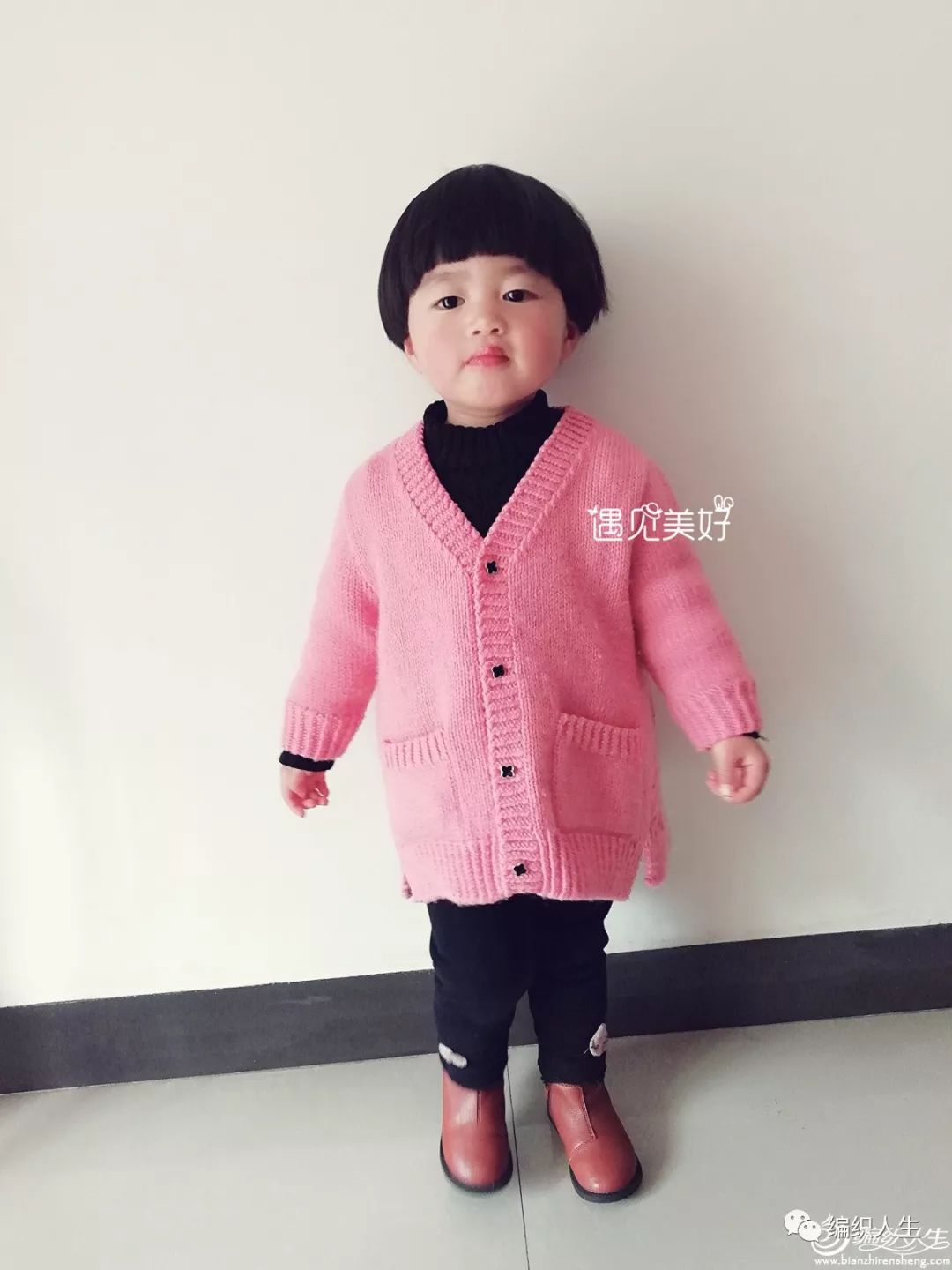 女童开衫毛衣洋气大方的编织教程,女童粗棒针毛衣编织开衫