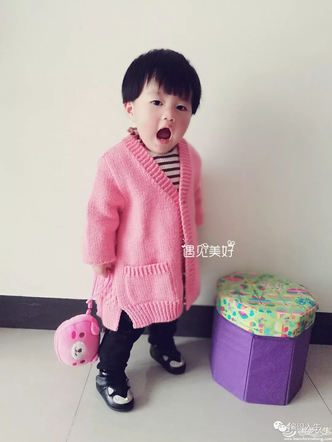 女童开衫毛衣洋气大方的编织教程,女童粗棒针毛衣编织开衫