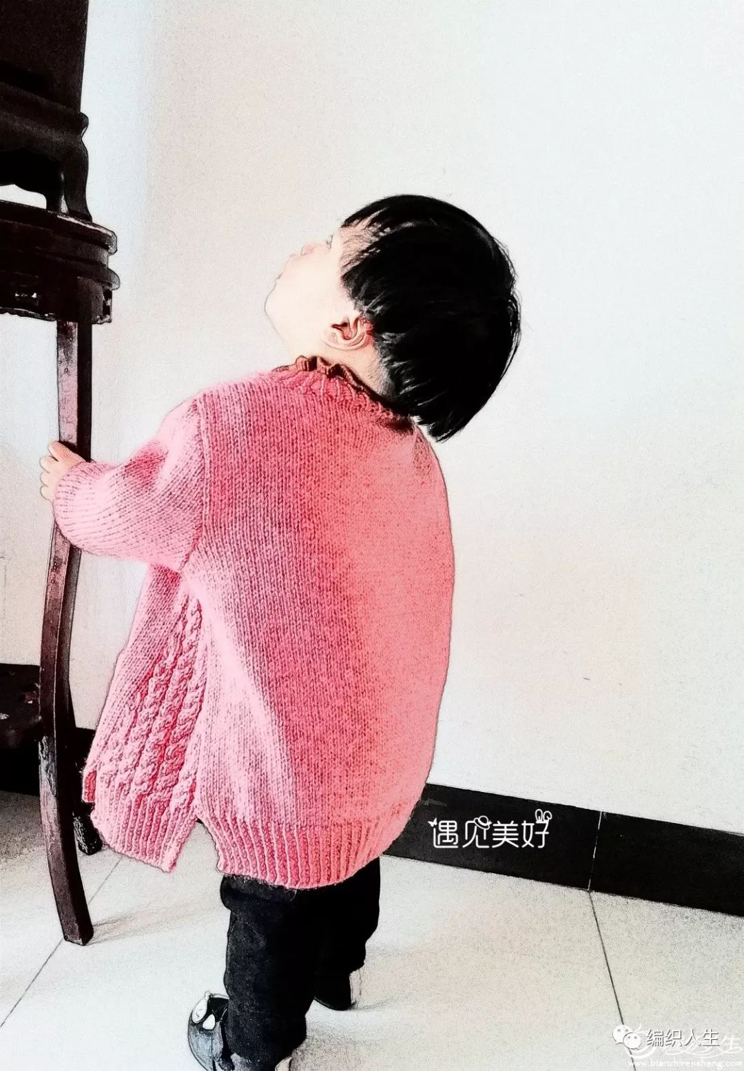 女童开衫毛衣洋气大方的编织教程,女童粗棒针毛衣编织开衫