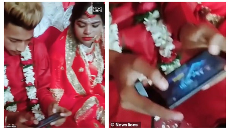 新郎婚礼全程低头着急吃席原视频,结婚新郎玩吃鸡