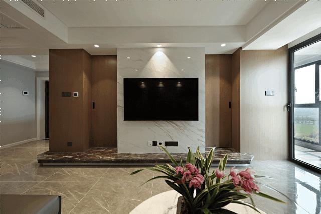 电视墙整面柜带隐形门小户型,四室高级感隐形门电视墙