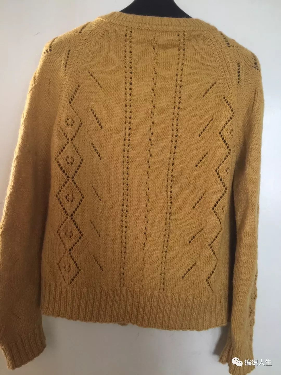 棒针波浪花样镂空马海毛衣图解,编织马海毛镂空小开衫